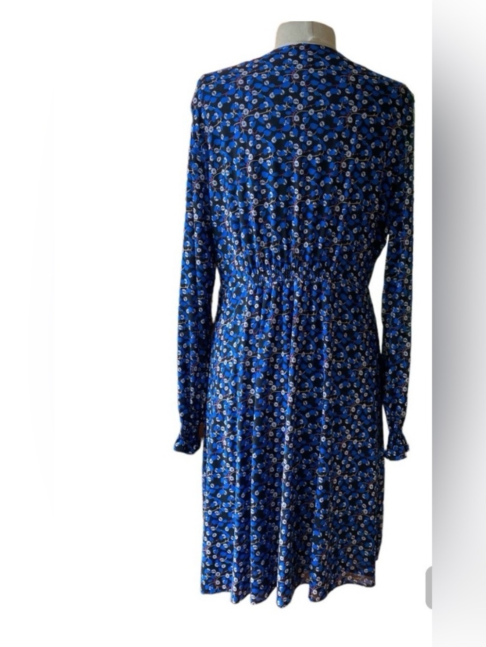 Cabi The Ten Blue Floral V Neck Long Sleeve Dress L - Picture 4 of 4